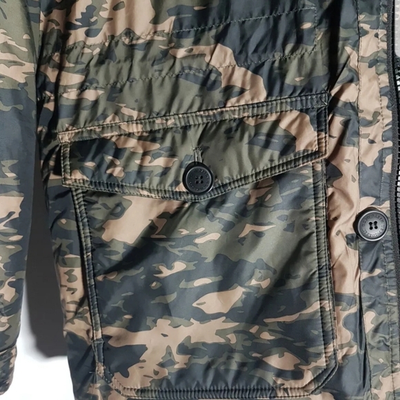 U.S. POLO ASSN | Army Green Camouflage Zip-up & Buttoned Size Small Hooded Coat - Picture 12 of 16